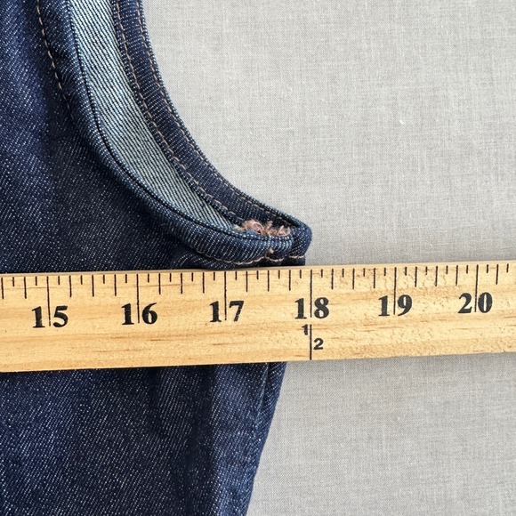 Old Navy Women's M Denim Midi Dress Dark Wash Sleeveless Square Neck Preppy NEW - Picture 5 of 12